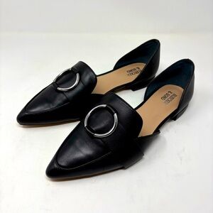 Bleecker & Bond Black Leather Pointed Toe Flats – Size 7.5